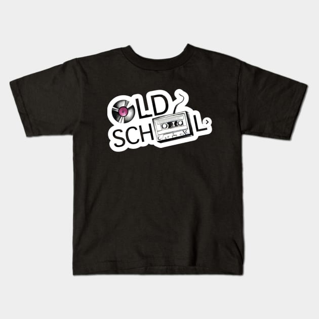 Old School Cassette Tape Kids T-Shirt by CoreDJ Sherman